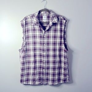 Mens/unisex Zara plaid button down cutoff sleeveless shirt size large